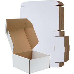 RLAVBL 8x8x4 Inches Shipping Boxes Set of 25, White Small Corrugated Cardboard Box, Mailer Boxes for Packing Small Business