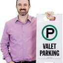 SmartSign 25 x 12 inch Valet Parking Two-Sided Folding Floor Sign, Digitally Printed Plastic, Green, Black & White, Medium Signage