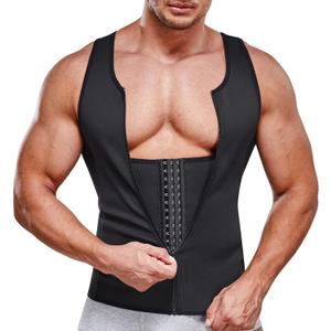 Men Compression Shirt for Body Slimming Tank Top Shaper Tight Undershirt Tummy Control Girdle (Large, Black)