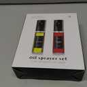 Oil Sprayer Set of 2 Oil Spray Bottle Made of Stainless Steel & Glass, for Healthy Cooking, Sprayer for Precise Dosage, for Cooking Oil & Vinegar Including (Black Lids, 2 Pack)