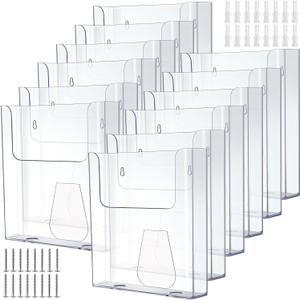 Ripeng 12 Pcs Brochure Holder 8.5 x 11 Inch Wall Mount Flyer Holder Acrylic Literature Clear Magazine Wall Display Hanging Envelope Display for Pamphlet File Home Office Supplies