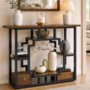 HavenlyYouth 41.3 Inch Entryway Table, Narrow Console Table Behind Couch, Accent Sofa Table with Storage Shelves for Hallway, Entrance, Foyer, Living Room, Rustic Brown, 41.3" X 11.8" X 31.5"