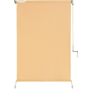 CICADA SPEECH Outdoor Roller Shade Roll Up Shade Cloth Patio Blinds for Deck Porch Balcony Backyard (8' W X 8' L, Wheat)