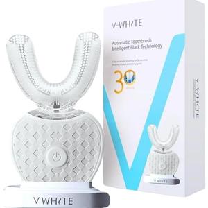 V-WHITE Ultrasonic U-Shaped Toothbrush for Teeth Whitening, Electric Toothbrush For Adults - 360 Mouth Cleansing, Hands Free Gums Protection - Wireless Charging & LED Light -Waterproof IPX7 Certified (1 Count (Pack of 1))