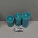 VENTA Flickering Flameless Candles with Remote Control - Led Candles Battery Operated - Battery Operated Candle for Decoration Table, Timer & Dimmer Features, Set - 3Pcs (4",5",6") (Turquoise)