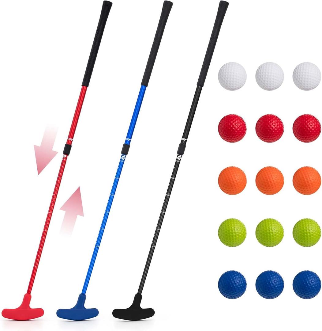 Lenwen Golf Putter for Men Women Adjustable Length Two Way Putter Right or Left Handed Golfers Mini Golf Club with Practice Balls for Adults