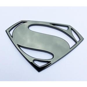 Fan Emblems Superman 3D Car Badge - Batman v Superman: Dawn of Justice Logo (Black Chrome)