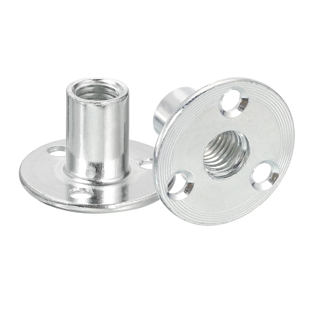 uxcell M12 Brad Hole Tee Nut, 10pcs Carbon Steel Round Base Screw-in T-Nuts Furniture Hardware Flange Female Thread Insert Nuts