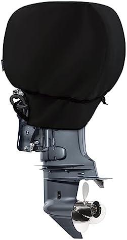 STEECA Waterproof Outboard Motor Cover 600D Fade Resistant Boat Engine Hood Cowling Cover Fits Motor up to 25 HP, Black