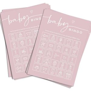 GardenCity Baby Shower Bingo Game for Girl (50 Unique Cards), Pre-Filled Fun Baby Shower Game Activity, Perforated Calling Cards, Gender Neutral, Pink