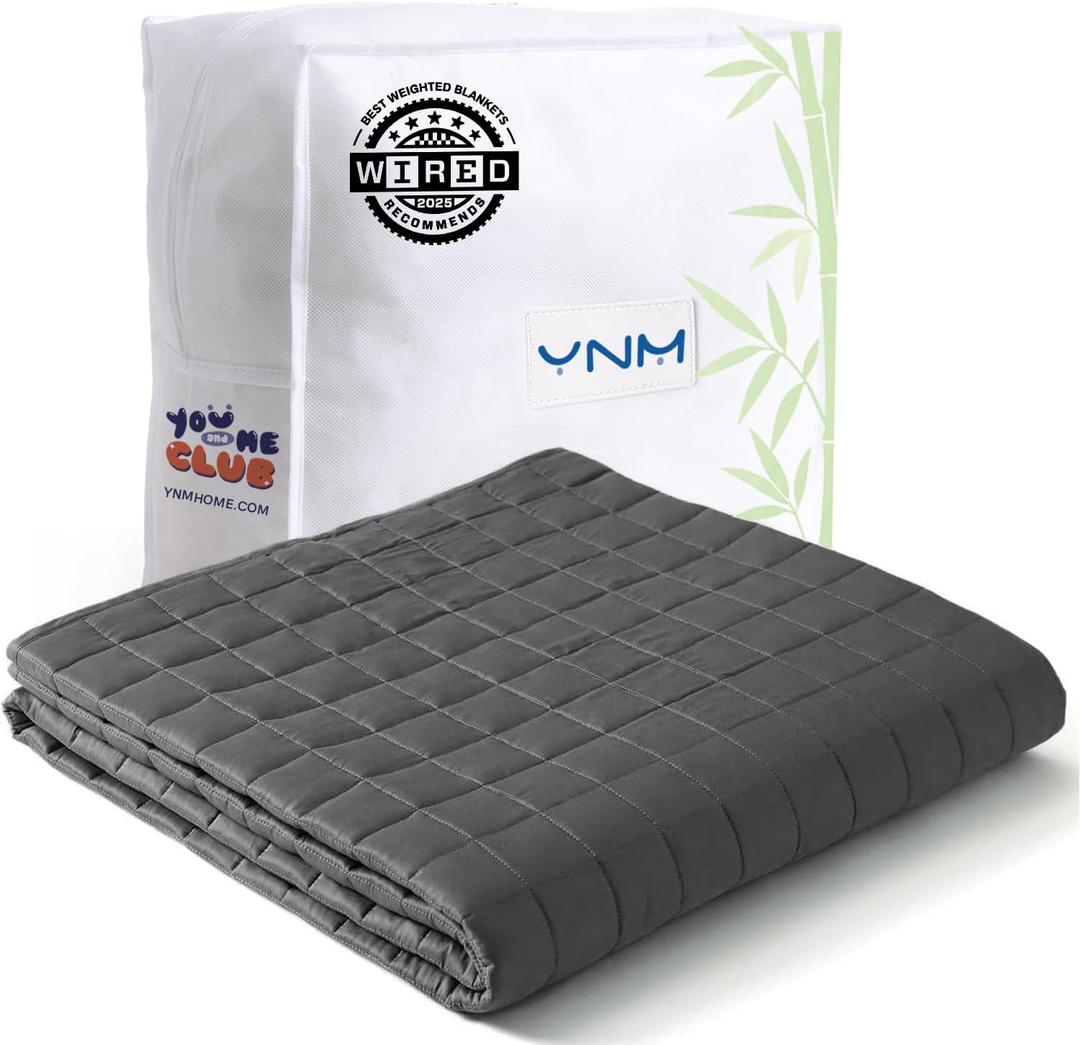 YnM Cooling Weighted Blanket for Adults, 15lbs Heavy Bed Throw for One Person of 140lbs, Perfect for Hot Sleepers or Warm Climates with Rayon/Glass Beads(48x72 Inches,Twin/Full Bed, Dark Grey)