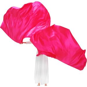 Wuchieal 74" x 55" Large soft semicircle Worship Flags, satin semicircle Banner Praise Flag with Scalable Rods 1 pair (Dark pink)