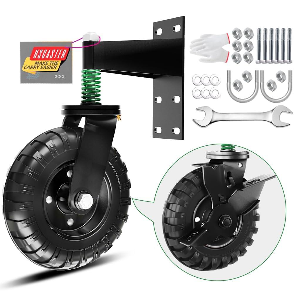 1pack Gate Wheel with Brake 6inch Fence Gate Wheel for Metal Tube Gate 360 Degree Rotation Spring Loaded Heavy Duty Gate Caster with Screws & ScrewdriverAll Black