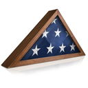 HBCY Creations Flag Display Case for 5' x 9.5' American Veteran Burial Solid Wood Rustic Brown Frame with Glass Front Wall Mount or Standing Display, Box