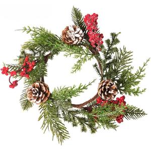 Premium Christmas Wreath with Pine Cones American Style Plastic Xmas Holiday Decor for Wall or Door, Ideal for Xmas Celebrations, Home Decorations, and Photography Props (Style A), 6PCS