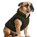 AURUZA Dog Winter Coat, Warm Waterproof Dogs Jacket Small Pet Vest for Medium Dogs Windproof Pet Fleece Vest Snow Jacket for Cold Weather(Army Green, XL)
