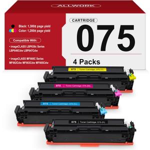 075 Toner Cartridge Compatible Replacement for Canon 075 075H Toner Cartridge Set Works for Canon Color imageCLASS MF662Cdw MF663Cdw MF665Cdw LBP646Cdw LBP647Cdw LBP640 MF660 Series Printer, 4 Pack (Black Cyan Magenta Yellow)