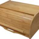 Large bread box bread basket wooden box storage boxes kitchen counter organizer, roll top breadbox. bread boxes for kitchen countertop. Bamboo wooden boxes. (Natural), 7 x 17.5 x 11 inches