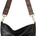 Hobo Bag for Women Crossbody Handbags Large Designer Ladies Bucket Purse PU Leather Shoulder Bags with Wide Shoulder Strap (One Size, Black)