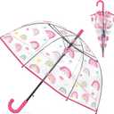 Kids Clear Bubble Umbrella for Toddler Girls(Boho Rainbow), 27.6 inches