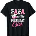 Papa of The Birthday Girl Farm Cow 1St Birthday Girl T-Shirt 2XL