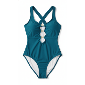 Eomenie Women's One Piece Swimsuit Cutout Chain Linked Bathing Suit Cheeky High Cut Swim Suit Adjustable Strap Swimwear (Medium, Black)