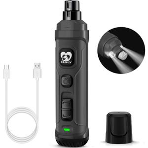 Casfuy Dog Nail Grinder with 2 LED Light - New Version 2-Speed Powerful Electric Pet Nail Trimmer Professional Quiet Painless Paws Grooming & Smoothing for Small Medium Large Dogs and Cats (Grey)