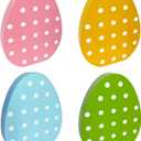 3 x 4 Pcs Easter Decoration Wooden Egg Table Tiered Tray Decor - 3.1"x3.9" Pastel Polka Dot Wood Egg Signs for Home Spring Party Centerpieces Kitchen Mantel Decor