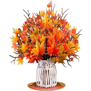 Paper Love HugePop Maple Leaf Bouquet 3D Pop Up Card, With Detachable Paper Bouquet, For Fall, Thanksgiving, Birthday, All Occasions - Jumbo 10" x 14" Cover Includes Envelope and Note Card