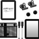 Magnetic Locker Accessories Set, Back to School Essentials (with Magnetic Whiteboard, Locker Mirror, Pen Holder, Marker, Round Magnet) School Locker Black Decor, Work Locker Organizers