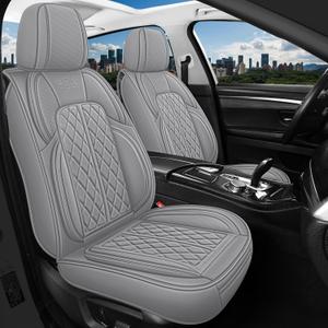 Leather Automotive Seat Covers Universal Fit for Cars, SUV, Sedans, Anti-Slip & Breathable (Grey, Full Set) (Front and Rear Seats)