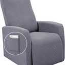 SearchI Recliner Chair Cover Jacquard Chair Covers 4 Piece, Small Recliners Sofa Slipcover for Home Theater Seating with Elastic Bottom, Recliner Protector with Pocket for Recliner, Light Gray