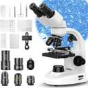 Compound Binocular Microscope for Adults, Professionals & Kids, 40X-2000X Magnification with LED Illumination, Mechanical Stage, WF10x & WF25x EyepiecesCompatible for Lab, School, Home Education