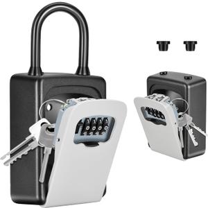 Portable Key Lock Box, Upgrade Clearly Visible Numbers, Lock Box Wall Mounted for House Key, 5 Key Capacity, Weatherproof Resettable Code (1 Pack, Gray) (pack of 1)