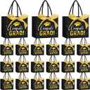 Jetec 45 Pack 2026 Graduation Gift Bags Bulk Small Congrats Bags with Handle and Bow Ribbon 5.5 x 4.7 x 2.5 Inch Grad Paper Treat Gifts Party Favor Supplies for College High School(Black Gold), 1 Count