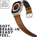 Compatible with Apple Watch Band 49mm 46mm 45mm 44mm 42mm, Mifa Leather Silicone Hybrid iWatch bands for Men Women, Replacement Loop Vintage Sports iWatch Strap for Series Ultra 2 1 10 9 8 7 6 5 SE