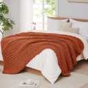 L'AGRATY Chunky Knit Blanket Throw: 60''x80'' Chenille Chunky Knitted Throw Blankets for Bed Couch - Handmade Thick Big Cable Knit Blanket - Large Crochet Rope Blankets for Home Decor(Rusty Orange)