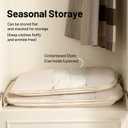 Space Saving Hanging Compression Garment Bag with Zipper for Closet Storage, Hanging Clothes Storage Bag, Garment Covers for Coats and Down Jackets, Beige, L