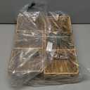 2 Pack 3-Section Woven Baskets, Water Hyacinth Storage Bin, Handwoven Desk Organizer, Toilet Paper Container, Rectangle Holder for Counter Top Toilet Tank Shelves Coffee Bar Pantry