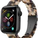 Compatible with Apple Watch Band 38mm 40mm 41mm 42mm 44mm 45mm Ultra 49mm for iWatch SE Lightweight Resin Wristband Bracelet Strap Series 9 8 7 6 5 4 3 2 1 Mens Womens (Tortoise Stone Flower)