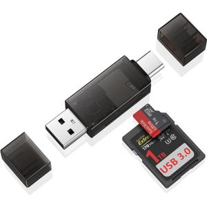 SD Card Reader USB C, Dual Slots USB 3.0 Type C to Micro SD Card Adapter, Memory Card Reader for MicroSD, SDHC,SDXC, Compatible with iPhone 17 16, Laptop,PC, MacBook Pro/Air,iPad Pro, Android Samsung S25 A17