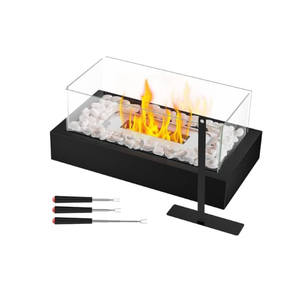 Tabletop Fire Pit, Portable Smores Maker Kit Indoor/Outdoor Mini Small Fireplace Table Top Decor Home Patio Gifts for Women Mom Housewarming Christmas Birthday White Elephant Gift