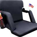 Stadium Seats for Bleachers Back Support - Wide Padded Cushion Portable Reclining Bleacher Seat Camping Stadium Chair Waterproof (Wide-22.5"-1 Pack, Black)