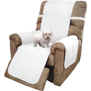 U-NICE HOME Recliner Chair Covers Reversible Chair Cover Pet Covers for Dogs with Elastic Straps Water Resistant Diamond Quilted (28''Recliner Oversized, White/White)