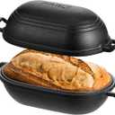 FRRLY Cast Iron Loaf Pan with Lid Bread Baking Pan for Sourdough, PreSeasoned Oval Dutch Oven, 9 x 54/5 Inch Loaf Pans for Homemade, Heavy Duty with Even Heating