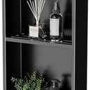 HelloaySen Stainless Steel Shower Niche 24" X 12" Matte Black No Tile Needed Vertical Niche Shower with Two- Tier Shelves Recessed Wall Niches