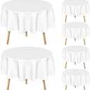 Horaldaily 6 Pack White Tablecloth 6060 Inch Round, Stain and Wrinkle Resistant Washable Table Cloth, Decorative Polyester Table Cover for Party Picnic Dinner Decor