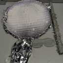 Aoriher Piata 12.6 x 12.6 x 3 Inch Disco Party Game Set Ball Piata Silver Foil 80s 90s Decoration with Stick Mask for Retro Theme Birthday Wedding Party Supplies(Silver,Disco Ball)