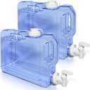 2 Pack Fridge Water Dispensers Bottle with Leakproof Spigot and Convenient Handle Reusable Plastic Juice Beverage Dispenser Water Jug for Party Refrigerator Drink Iced Tea Juice Storage