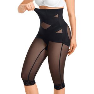 Gotoly Shapewear Tummy Control High Waisted Butt Lifting Shapewear Body Shaper Capri Shapewear Shorts Thigh Slimmer (Black, XXXL)